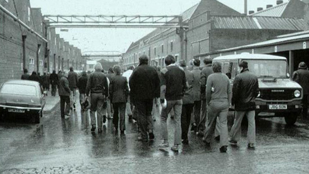 Factory workers on strike