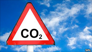 Artist's rendering of CO2 warning on roadsign