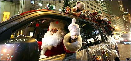 Santa en automóvil