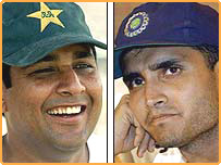 کپتان سوروگنگولی اور کپتان انضمام الحق