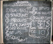 A board with a boxing regime.