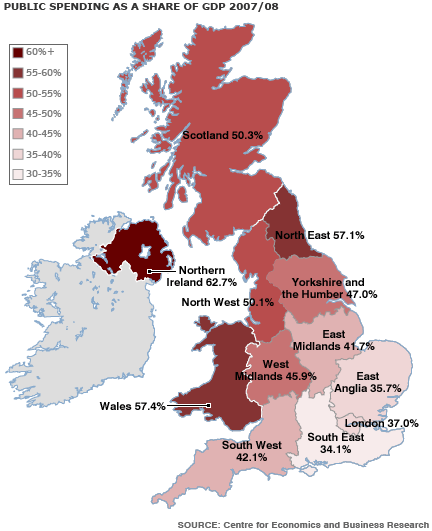 Map of public spending in the UK