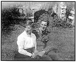 Douglas Gunning with his mother, Mrs Kathleen Gunning whilst home on leave.