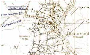 Map of Beaumont Hamel as it was at the time of the Somme