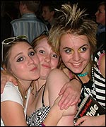Kim (centre) and friends