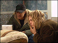 O diretor Gus Van Sant e o ator Michael Pitt, no set de 'Last Days'