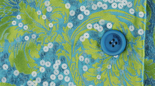 Versace green and blue suit - detail|90|Elton John 