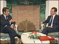 French President Sarkozy and Russian President Medvedev