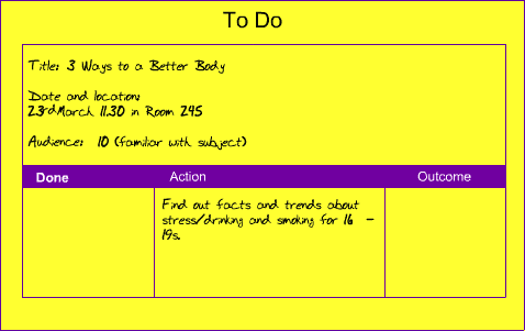 To Do list shows actions, whether they have been done and any outstanding actions