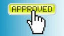 A mouse cursor hovering over an online 'approved' button