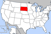 Map of the USA with South Dakota highlighted