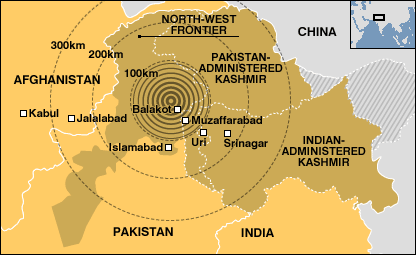 Oblast zasažená zemětřesením