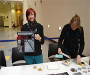 Emma Calvert with stained glass