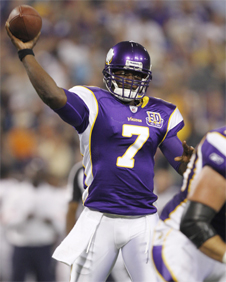 Jackson has only thrown six passes for the Vikings this season. Photo: AP