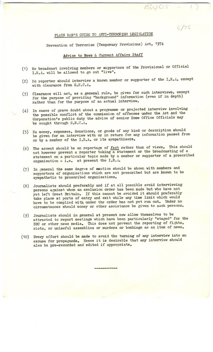 BBC Editorial Guidance, 1975