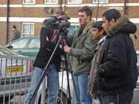 Filming on Bethnal Green Road