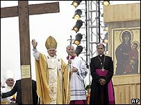 Papež Benedikt XVI. slouží mši u Kolína nad Rýnem