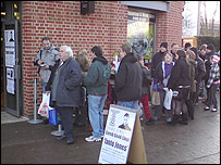 Torchwood fans line-up outside the Norwich Television And Movie Store in Norwich hoping to meet Gareth David-Lloyd.