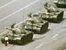 A lone protestor halts a line of tanks on Changan Avenue, Beijing 5 June 1989