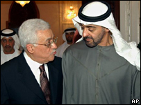 Mahmoud Abbas e o príncipe de Abu Dhabi Mohammed bin Zayed Al Nahyan 