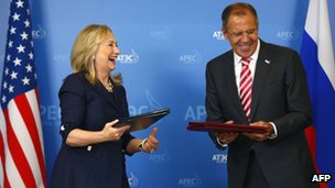 克林顿与俄国外长拉夫罗夫