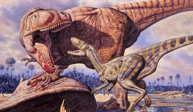 Drawing of theropods dinosaurs (image:Mark Hallet Paleoart / SPL)