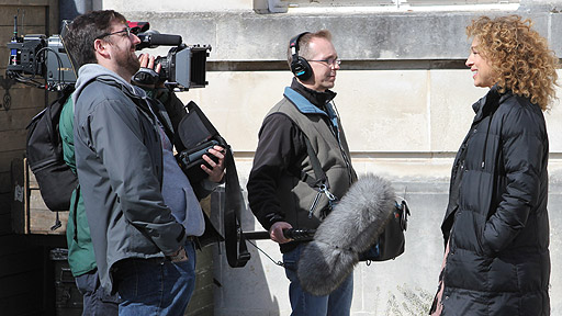 Alex Kingston being interviewed