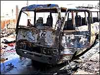 Autobus po výbuchu