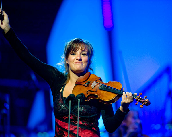Nicola Benedetti celebrates a performance with the BBC SSO