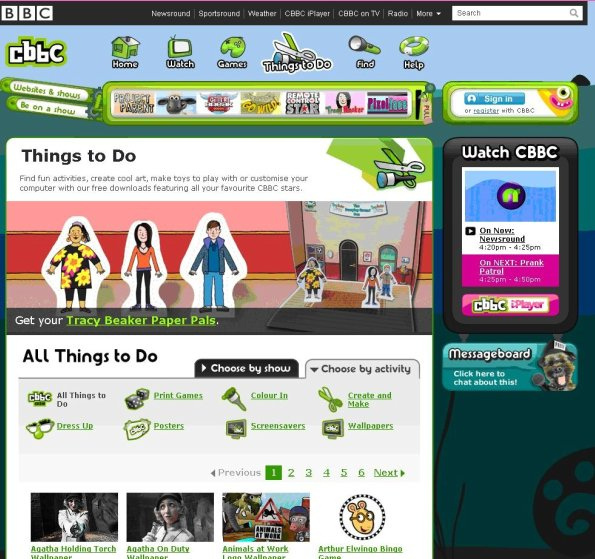 CBBC website in 2011