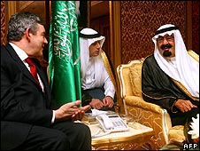 گوردون براون و ملک عبدالله پادشاه عربستان سعودی