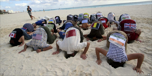 Demonstration on beach in Cancun