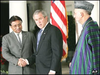 کرزی، بوش، مشرف