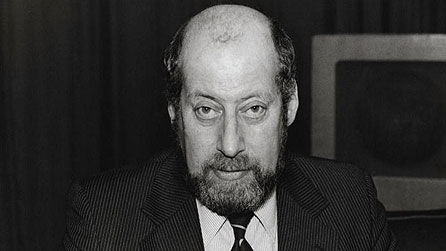 Clement Freud recording an edition of Just A Minute