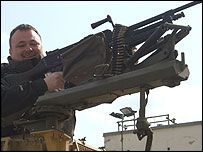 Toby in the gunner's position on a Saxon