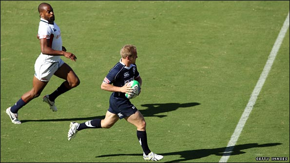 Rugby sevens players have more space to run and need to carry less bulk