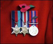 War veteran wearing war medals at Remembrance