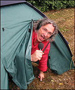 Big George broadcasts during camping week