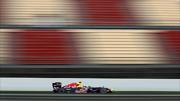 Sebastian Vettel in the Red Bull at the Circuit de Catalunya