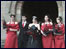 Wedding couple with their bridesmaids