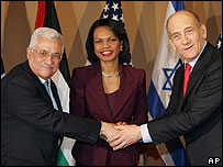 Olmert, Abbas ve Rice