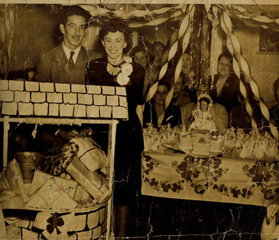 Mona pictured at her bridal shower with husband Jules Lastrade