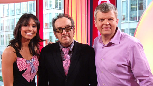 Christine and Adrian with guest, Elvis Costello