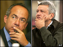 آندرس مانوئل لوپز اوبرادور(راست) و فيليپه کالدرون