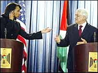 ABD Dışişleri Bakanı Rice ve Mahmud Abbas