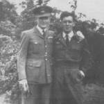 Denis Thorpe with his wireless-op visiting the crash site in Alsace