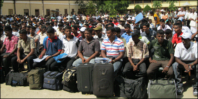 Youth in Jaffna attending a police training camp (file photo)