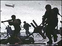 World war two soldiers landing on the beaches during resistance fire