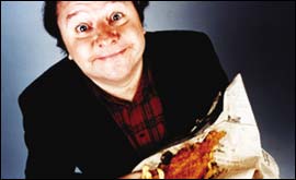 Steve Steen enjoying fish and chips 