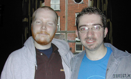 Paul Smith of Maximo Park proudly show's off his Electric Mainline free merchandise.